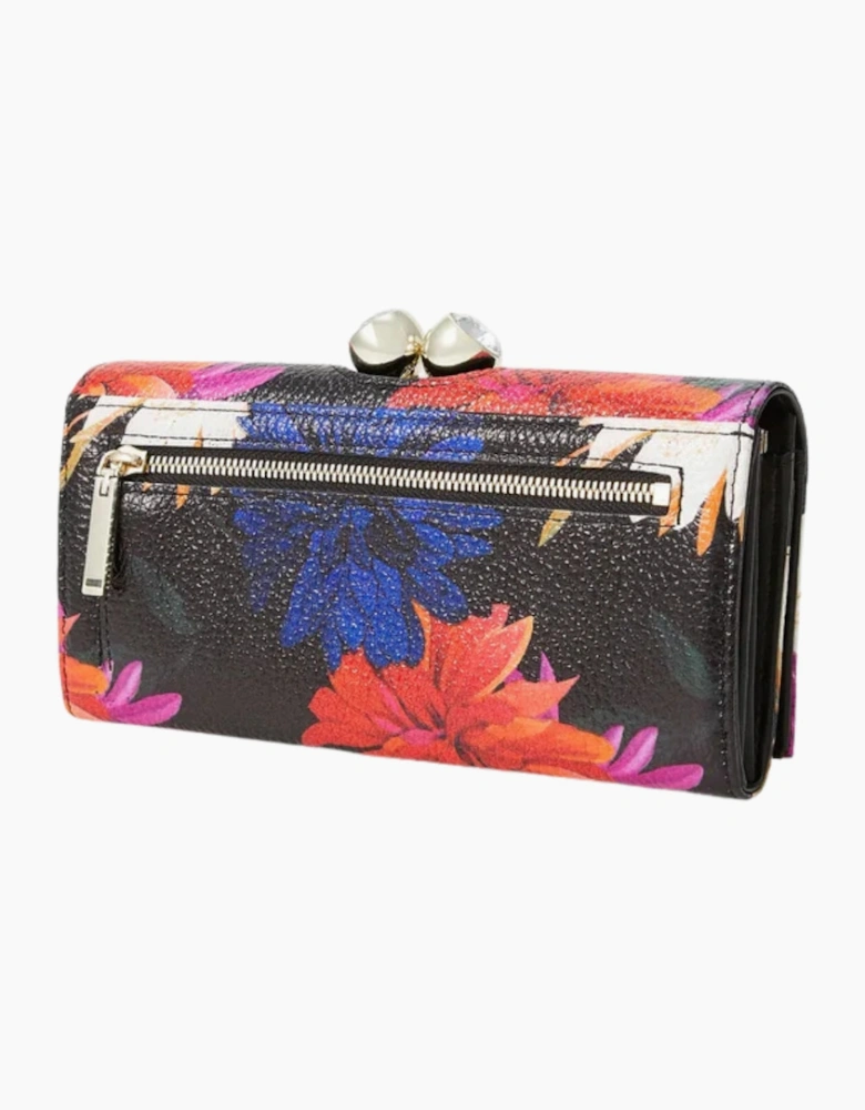 Ted Baker Amaliah Printed Rose Detail Black Bobble Purse