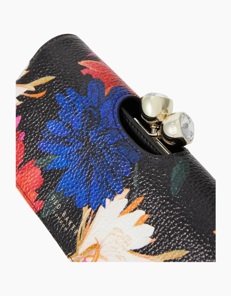 Ted Baker Amaliah Printed Rose Detail Black Bobble Purse