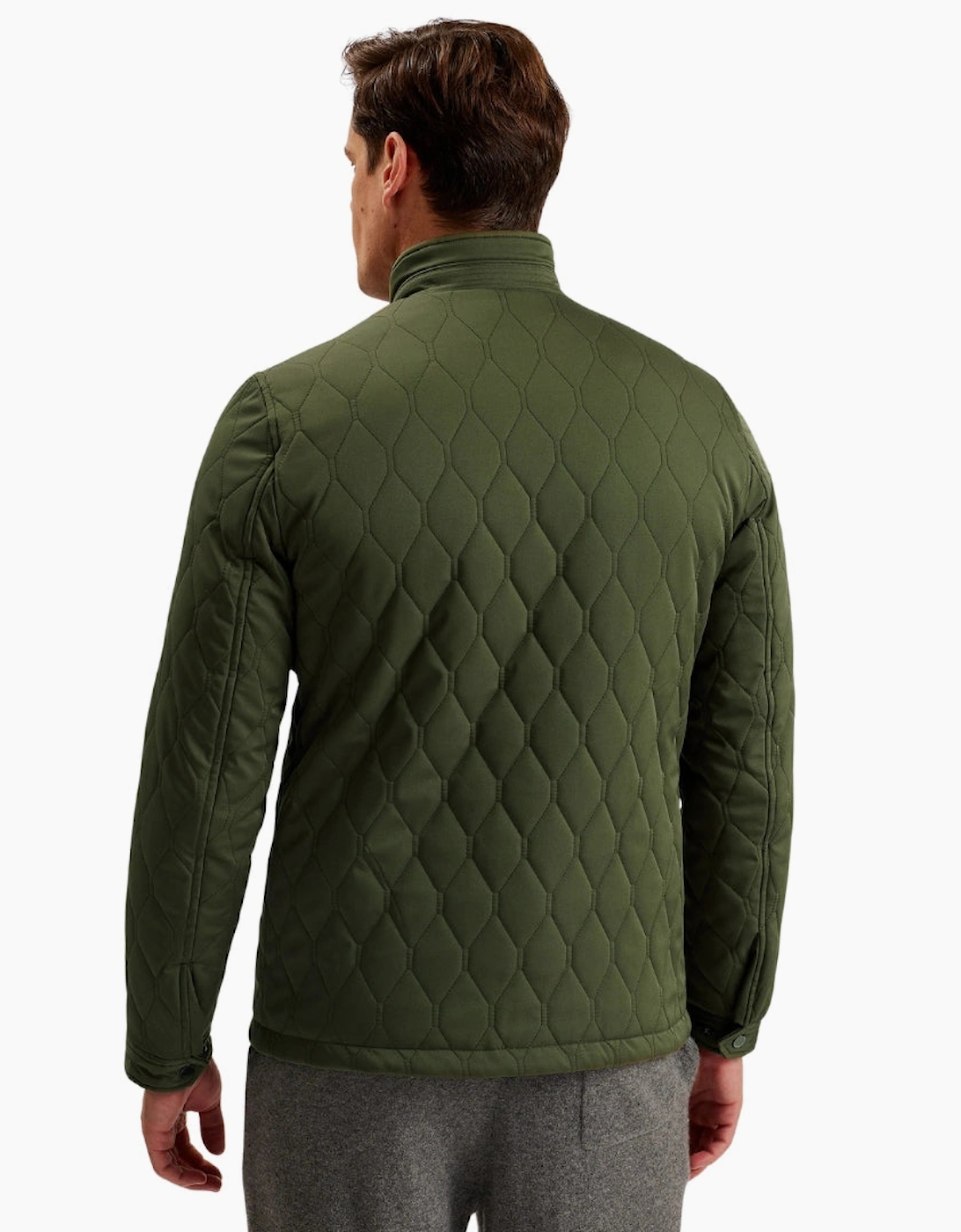 Ted Baker Zampa Quilted Mid Green Funnel Jacket