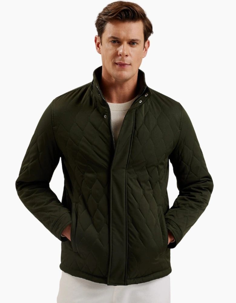 Ted Baker Zampa Quilted Mid Green Funnel Jacket