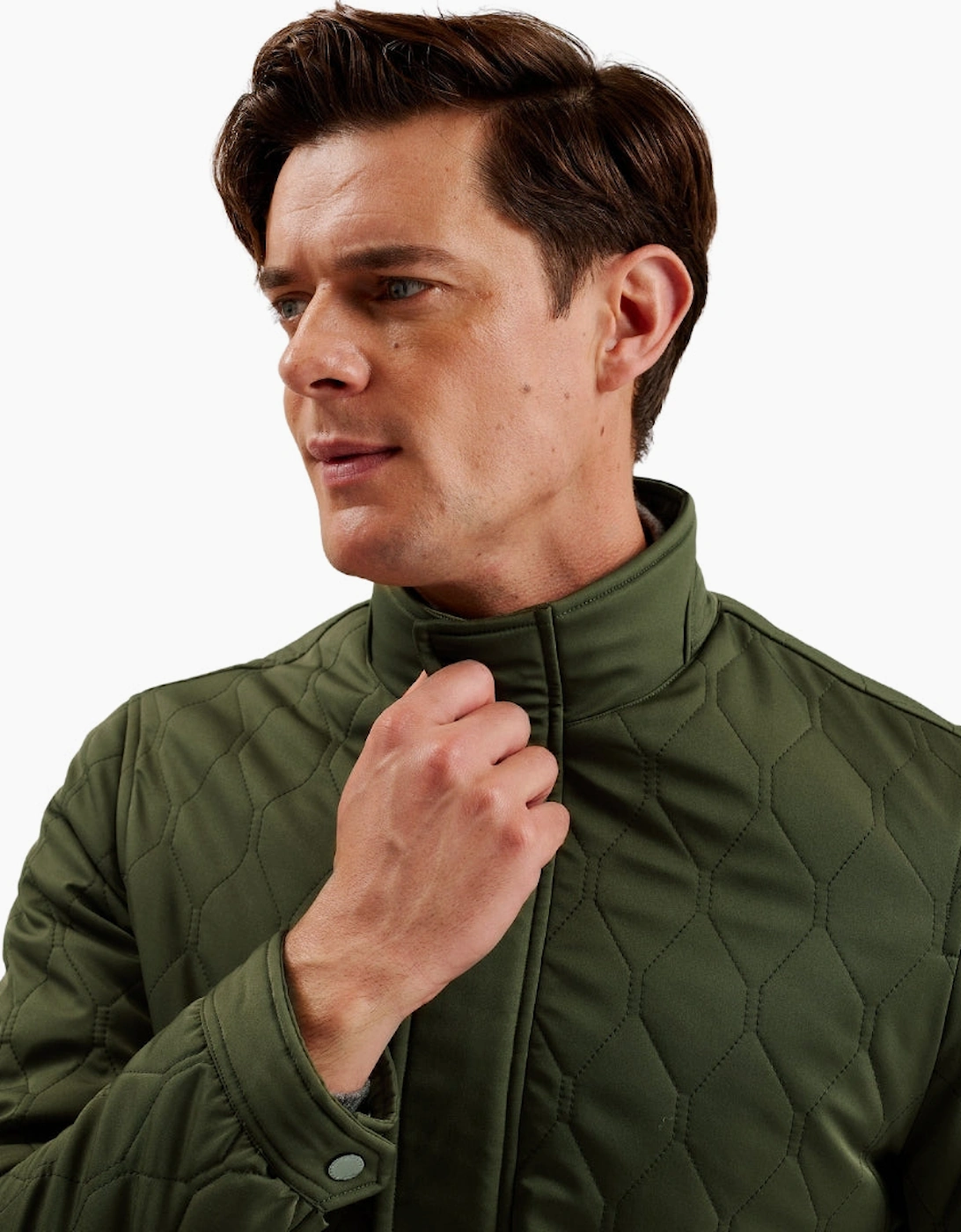 Ted Baker Zampa Quilted Mid Green Funnel Jacket