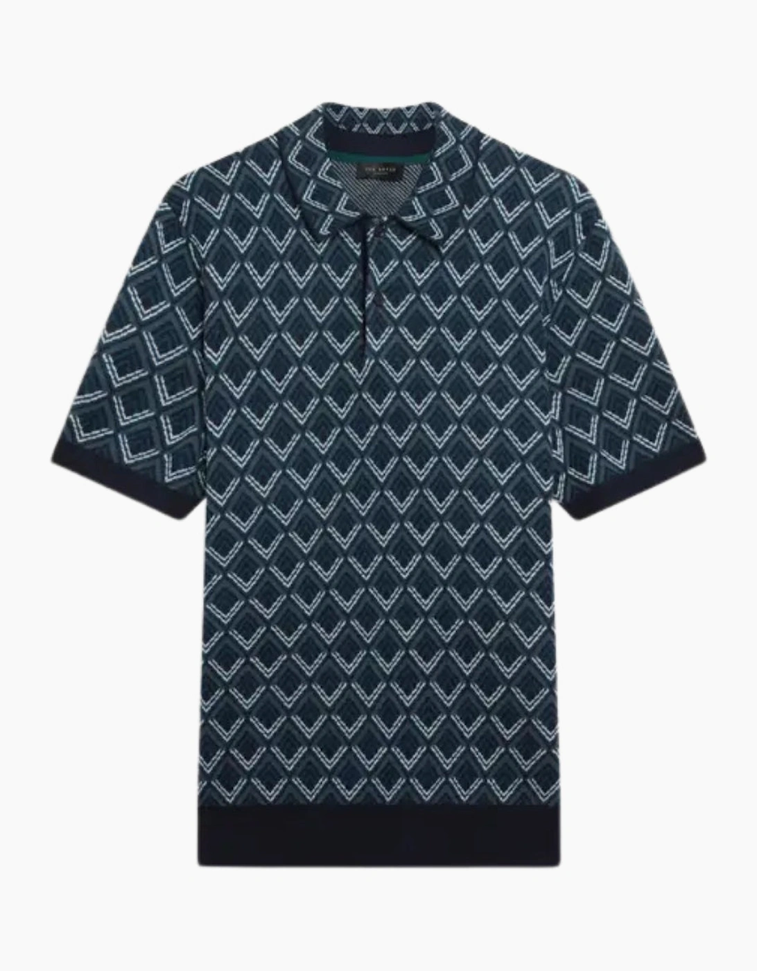 Ted Baker Men's Ted Baker Melvvin Geo Jacquard Knit Navy Polo Shirt