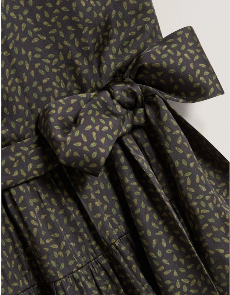 Ted Baker Phoeba Printed Tiered Belted Black Mini Dress