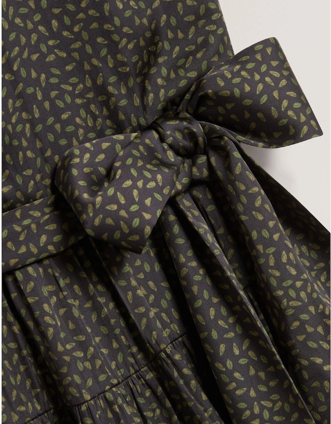 Ted Baker Phoeba Printed Tiered Belted Black Mini Dress