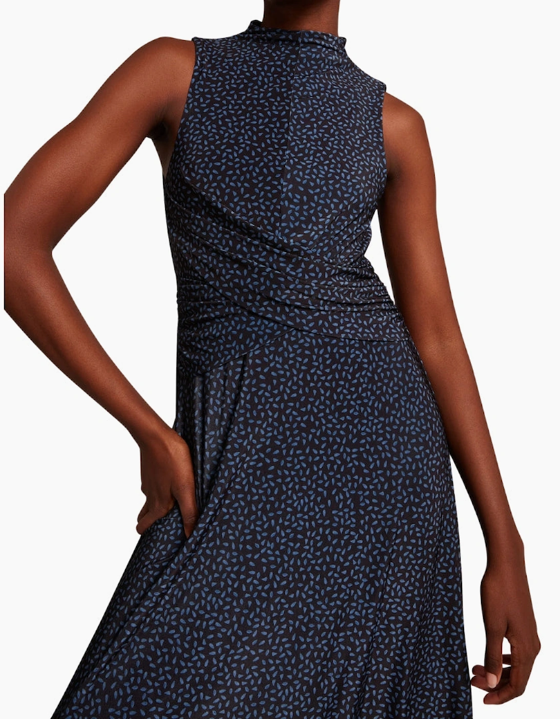 Ted Baker Inisha Printed Sleeveless Black Midi Dress