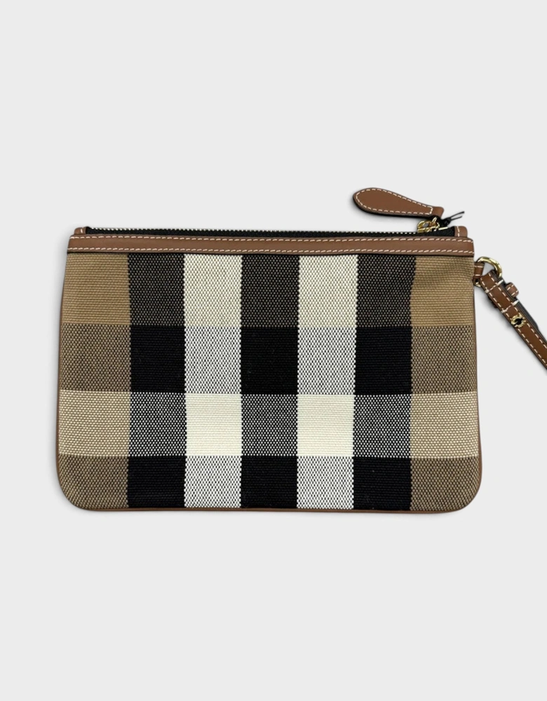 Peyton Check Wristlet Taupe Brown