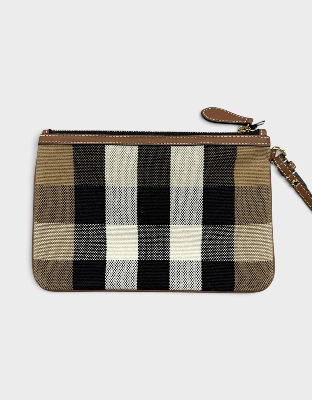 Peyton Check Wristlet Taupe Brown