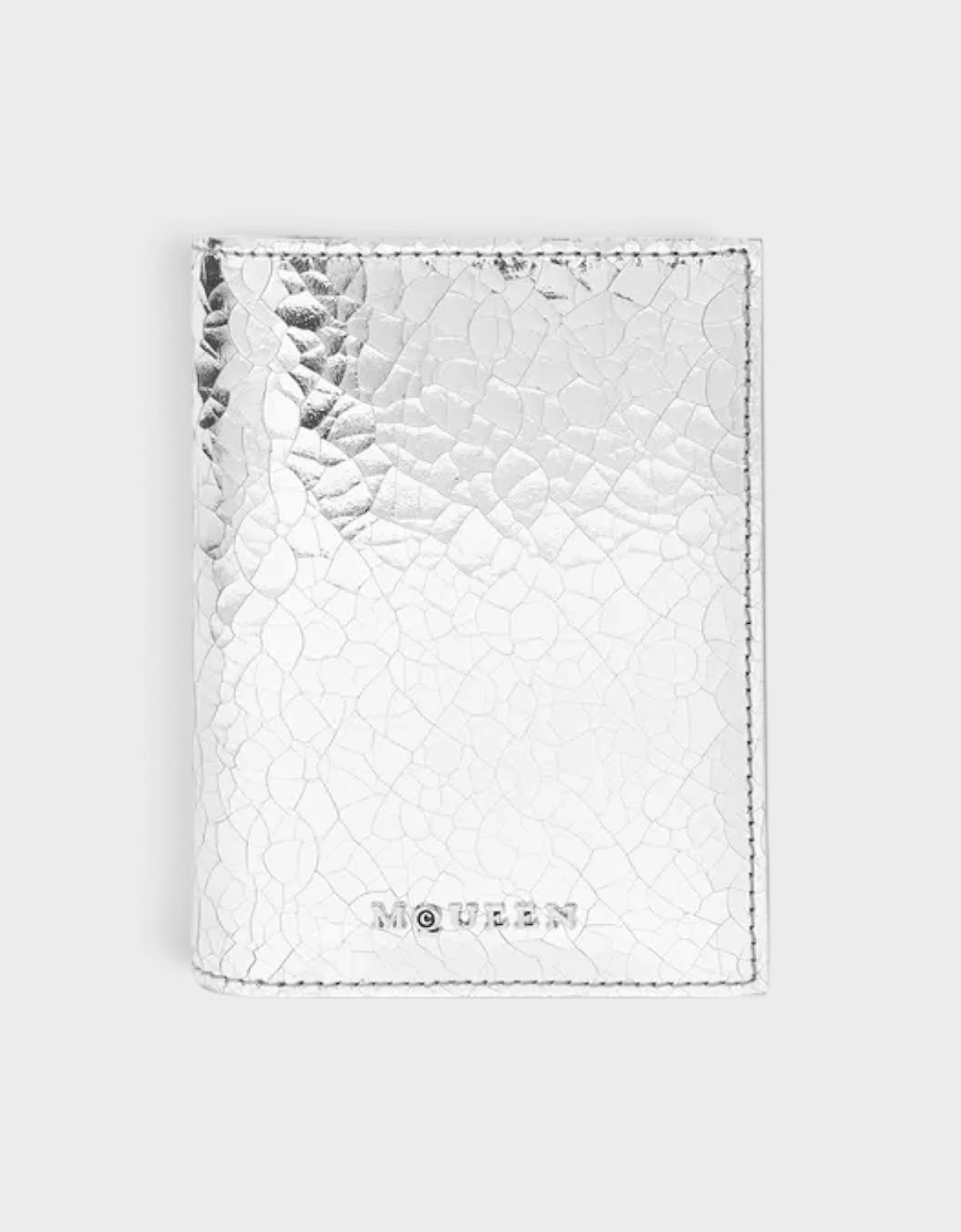Alexander Mcqueen Men's Logo Bi-Fold Cardholder Crackled Sliver Metallic - Size: O/S