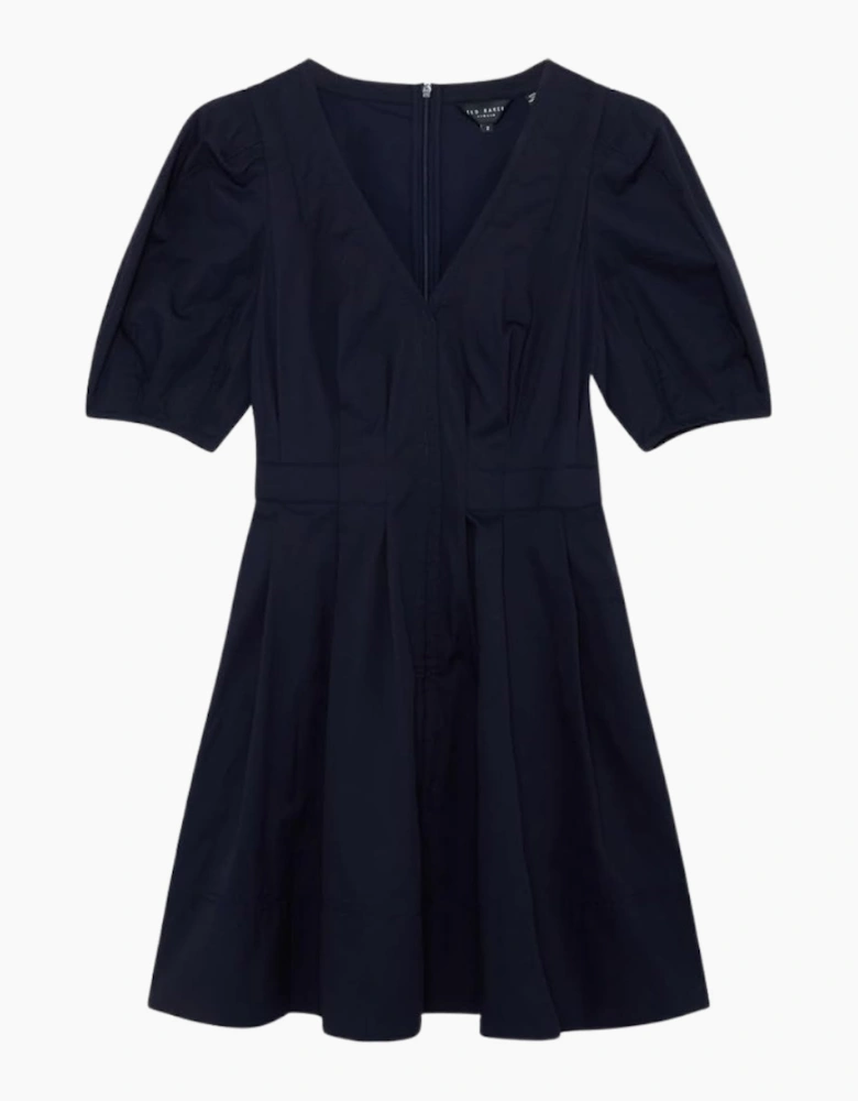 Ted Baker Uvita Puff Sleeve V-Neck Navy Mini Dress