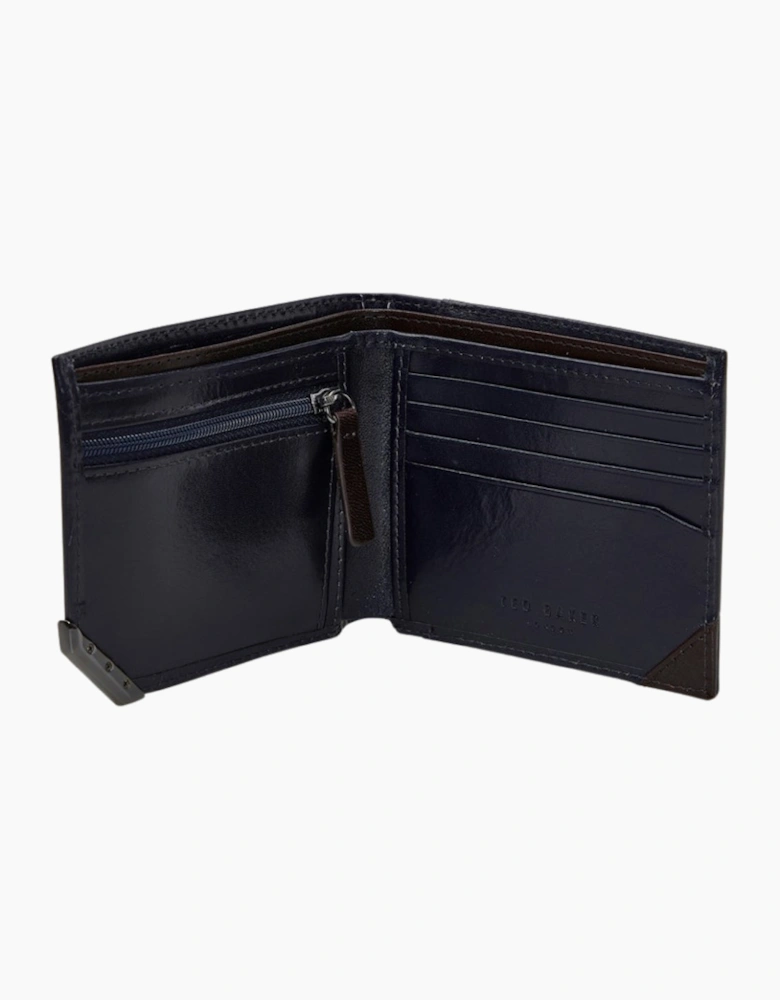 Ted Baker Kornerr Metal Corner Bifold Navy Coin Wallet