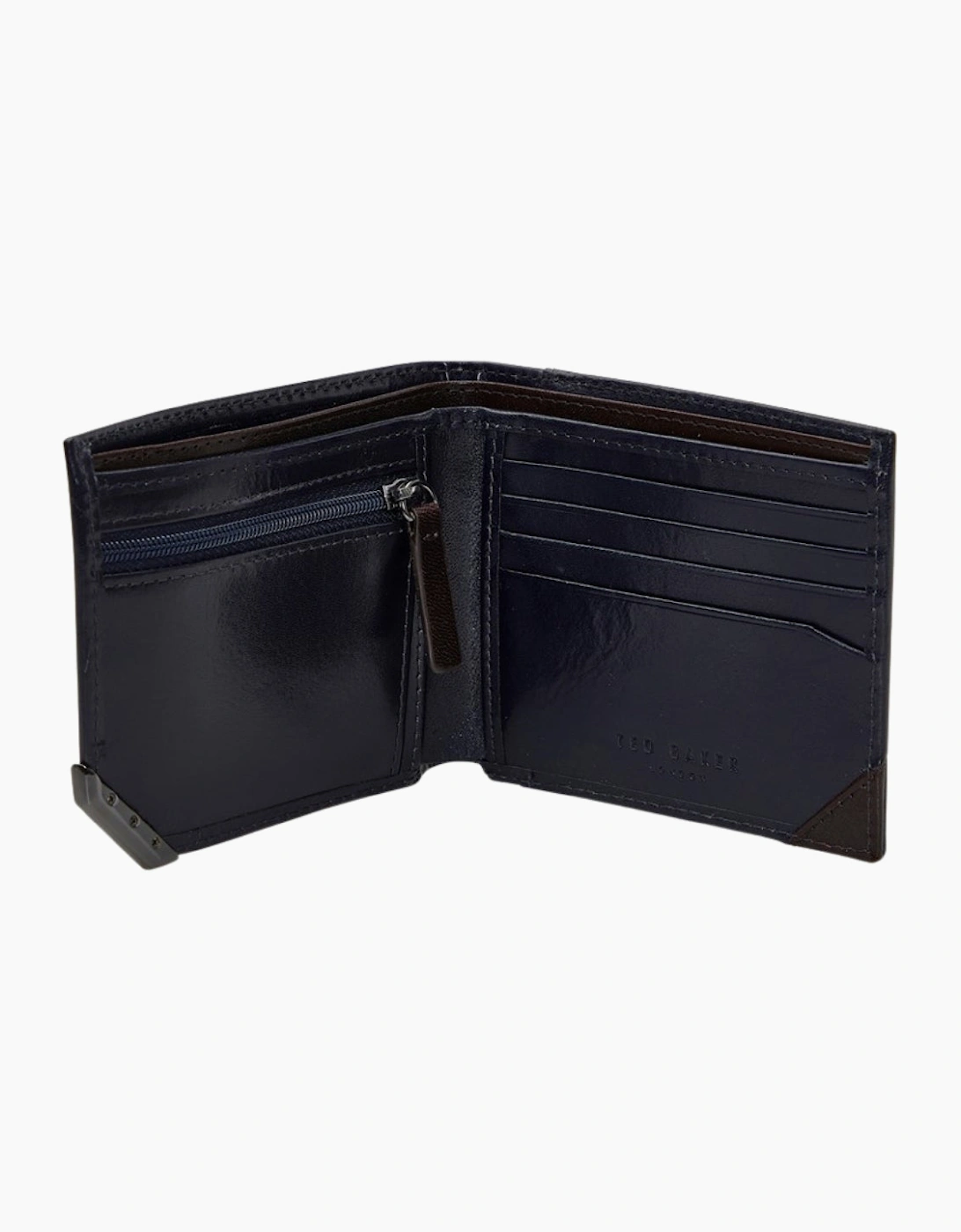 Ted Baker Kornerr Metal Corner Bifold Navy Coin Wallet