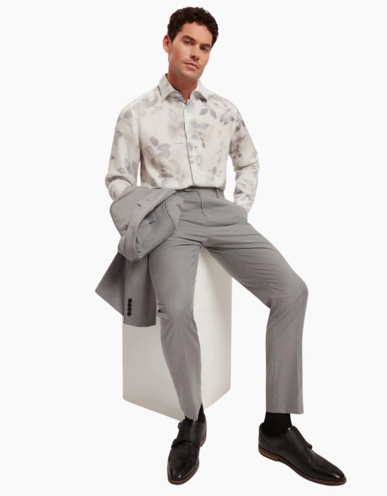 Ted Baker Kalmill Regular Fit Leaf Shadow Print White Shirt