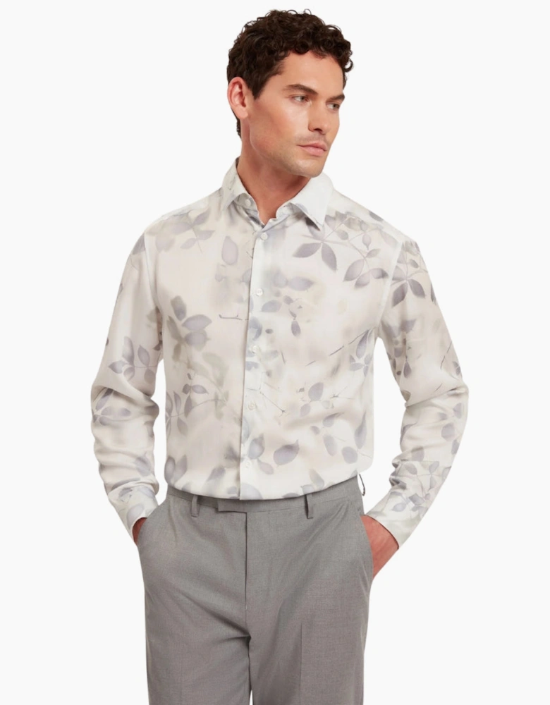 Ted Baker Kalmill Regular Fit Leaf Shadow Print White Shirt