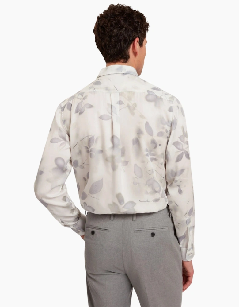 Ted Baker Kalmill Regular Fit Leaf Shadow Print White Shirt