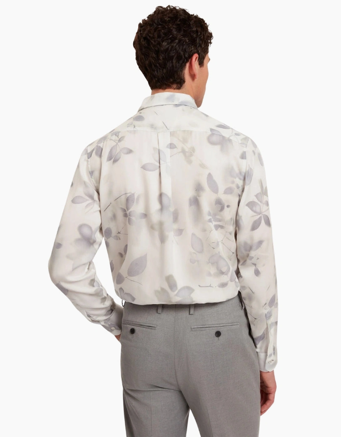 Ted Baker Kalmill Regular Fit Leaf Shadow Print White Shirt