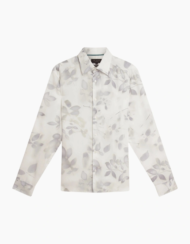 Ted Baker Kalmill Regular Fit Leaf Shadow Print White Shirt