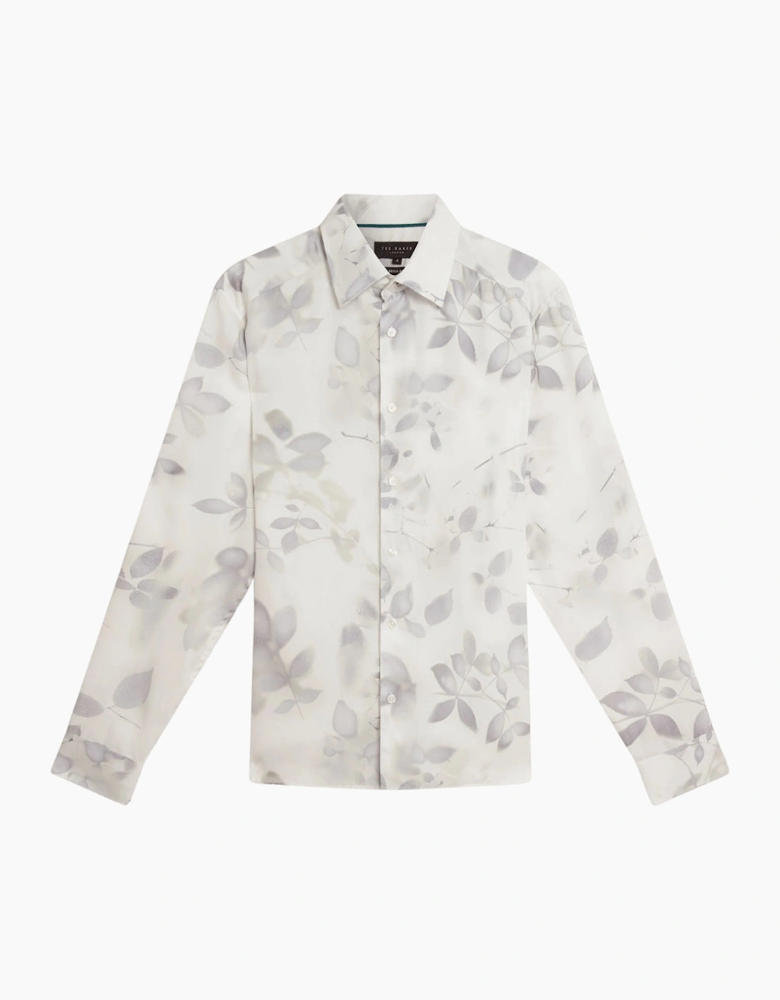 Ted Baker Kalmill Regular Fit Leaf Shadow Print White Shirt
