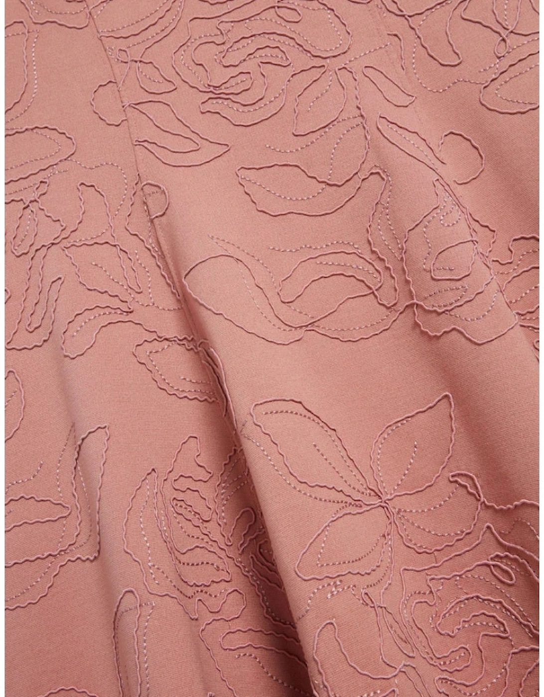 Ted Baker Clodaa Embroidered Ponte Pink Mini Skater Dress