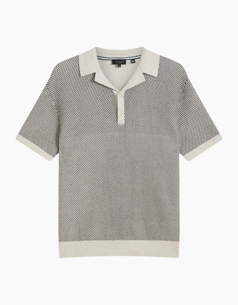 Ted Baker Gregry Small Stitch Natural Knitted Polo Shirt