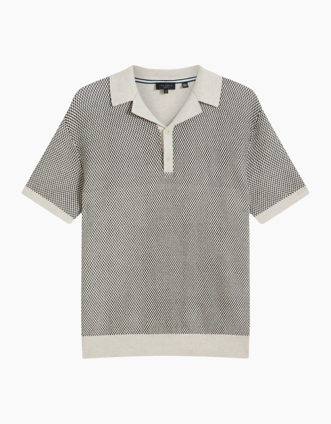 Ted Baker Gregry Small Stitch Natural Knitted Polo Shirt