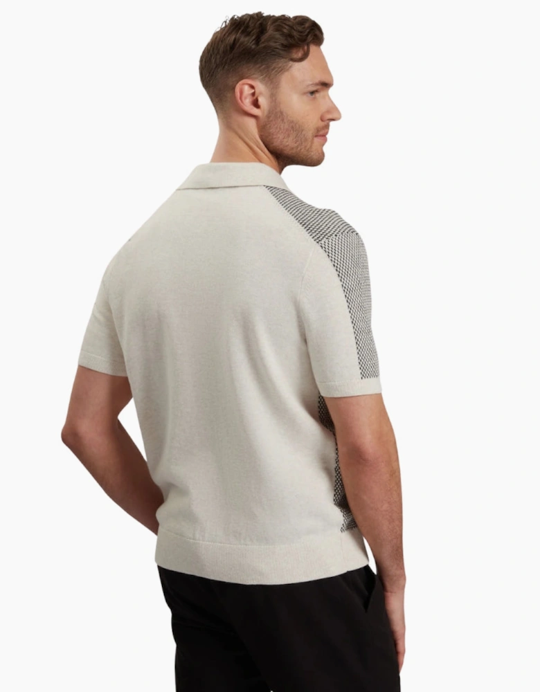 Ted Baker Gregry Small Stitch Natural Knitted Polo Shirt