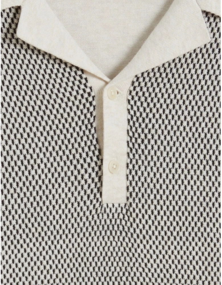 Ted Baker Gregry Small Stitch Natural Knitted Polo Shirt