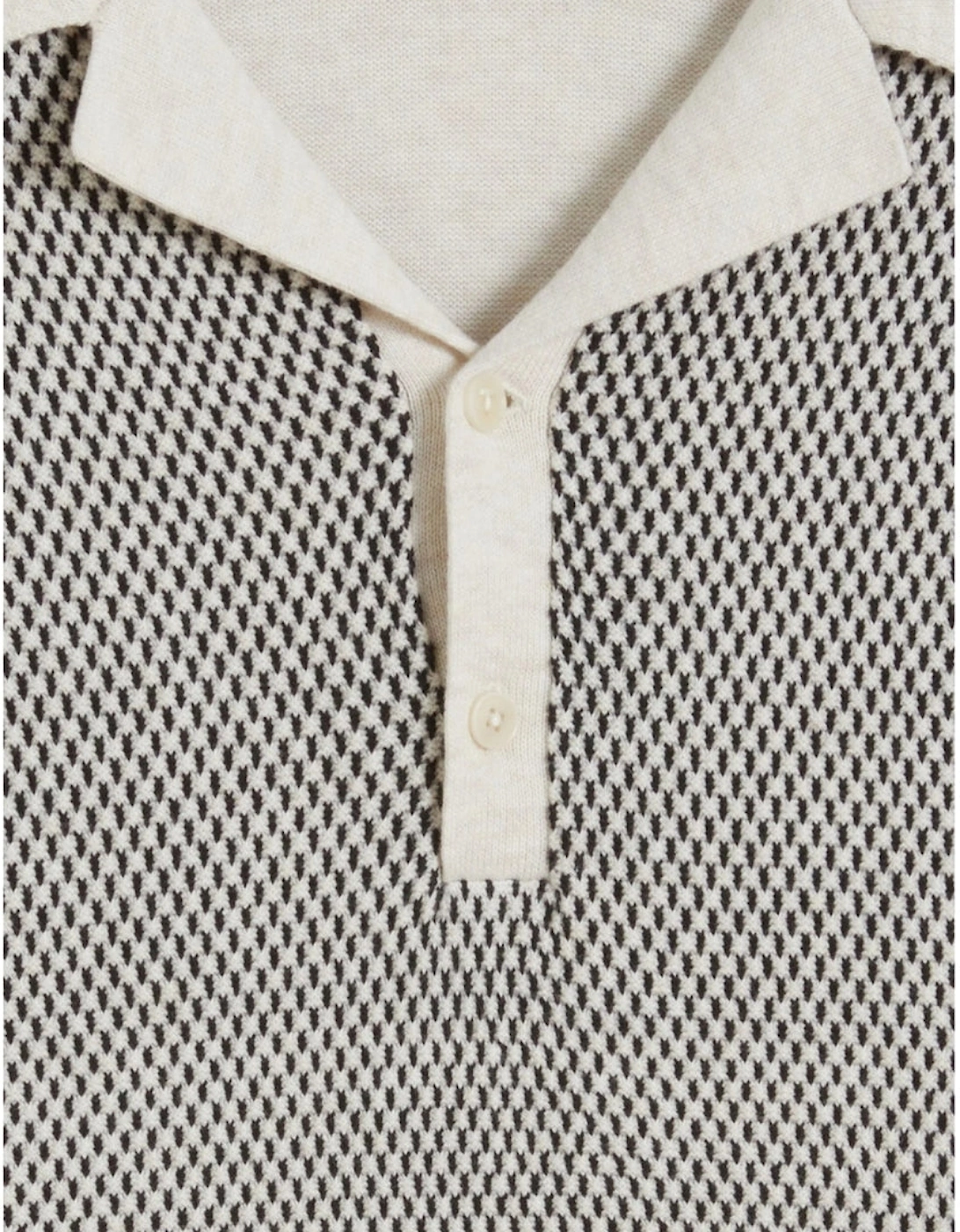 Ted Baker Gregry Small Stitch Natural Knitted Polo Shirt
