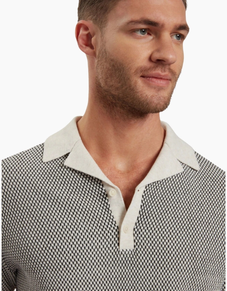 Ted Baker Gregry Small Stitch Natural Knitted Polo Shirt