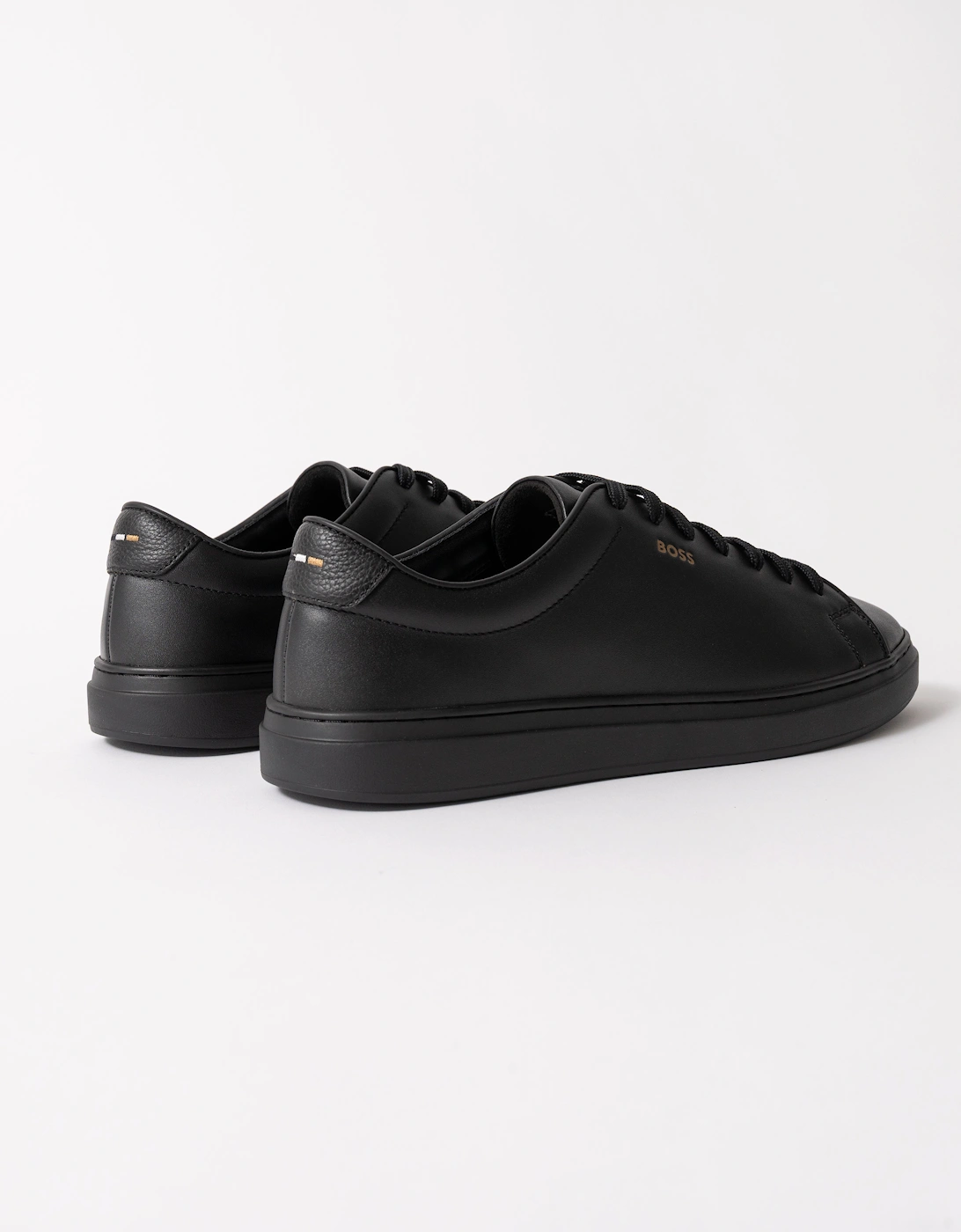 BOSS Orange Kieran Mens Cupsole sneakers in smooth leather with gold-tone logo - Black 005