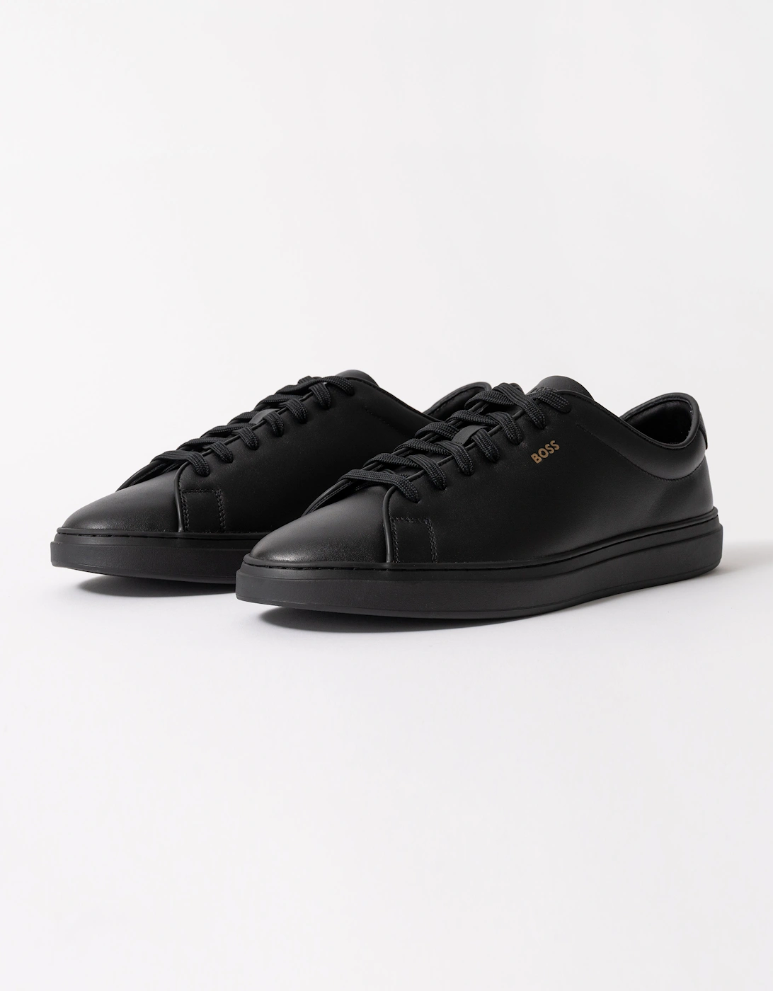 BOSS Orange Kieran Mens Cupsole sneakers in smooth leather with gold-tone logo - Black 005