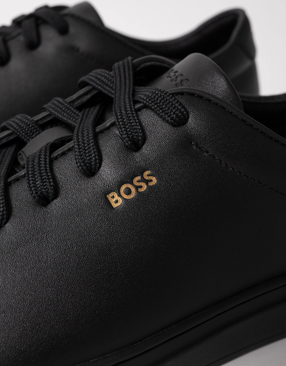 BOSS Orange Kieran Mens Cupsole sneakers in smooth leather with gold-tone logo - Black 005