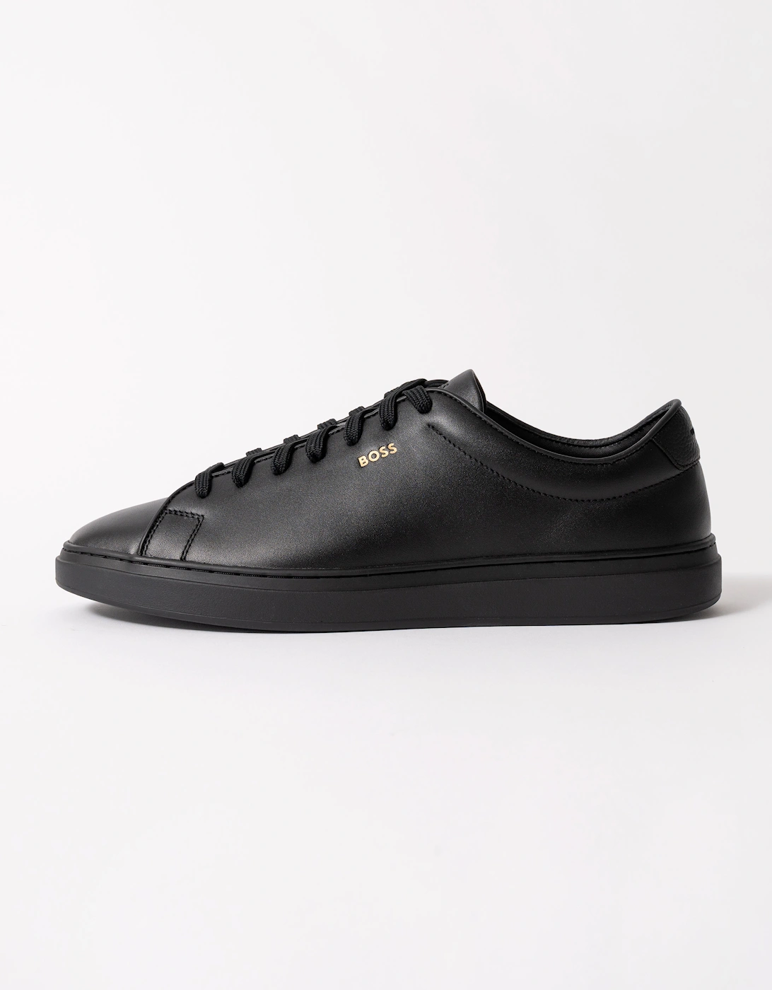 BOSS Orange Kieran Mens Cupsole sneakers in smooth leather with gold-tone logo - Black 005