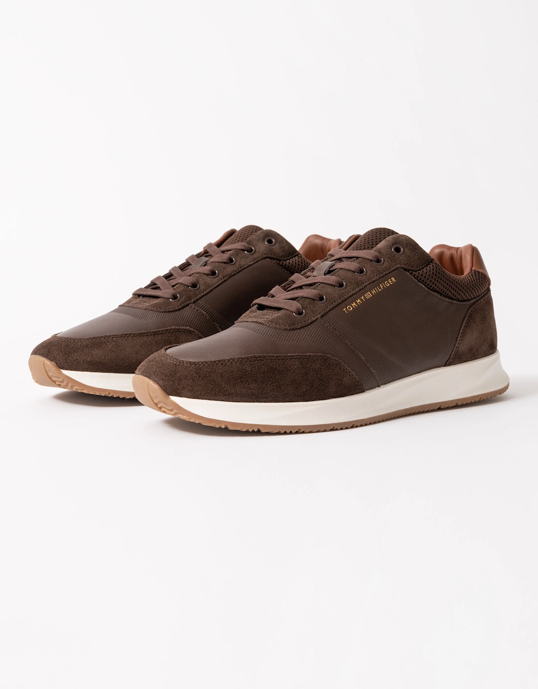 Tommy Hilfiger Men's Tommy Hilfiger TH Dressy Mens Suede Mix Trainers - Cocoa - Brown