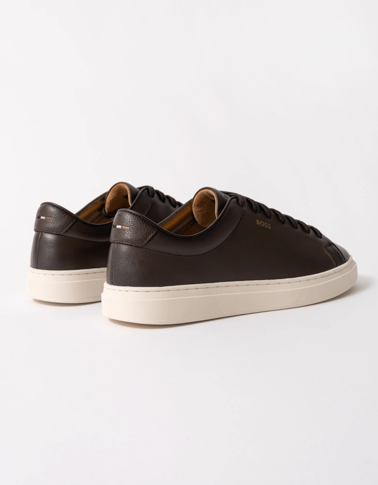 BOSS Orange Kieran Mens Cupsole sneakers in smooth leather with gold-tone logo - Black 005 - Dark Brown 201