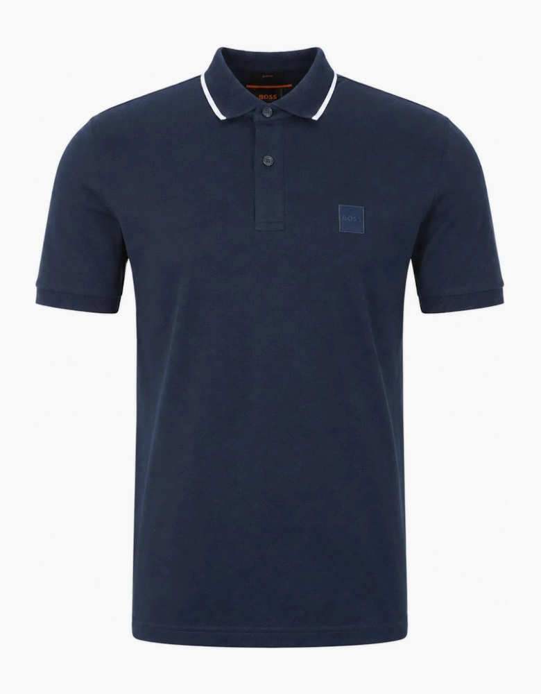 BOSS Slim Fit Passertip Polo Shirt Navy Blue/White