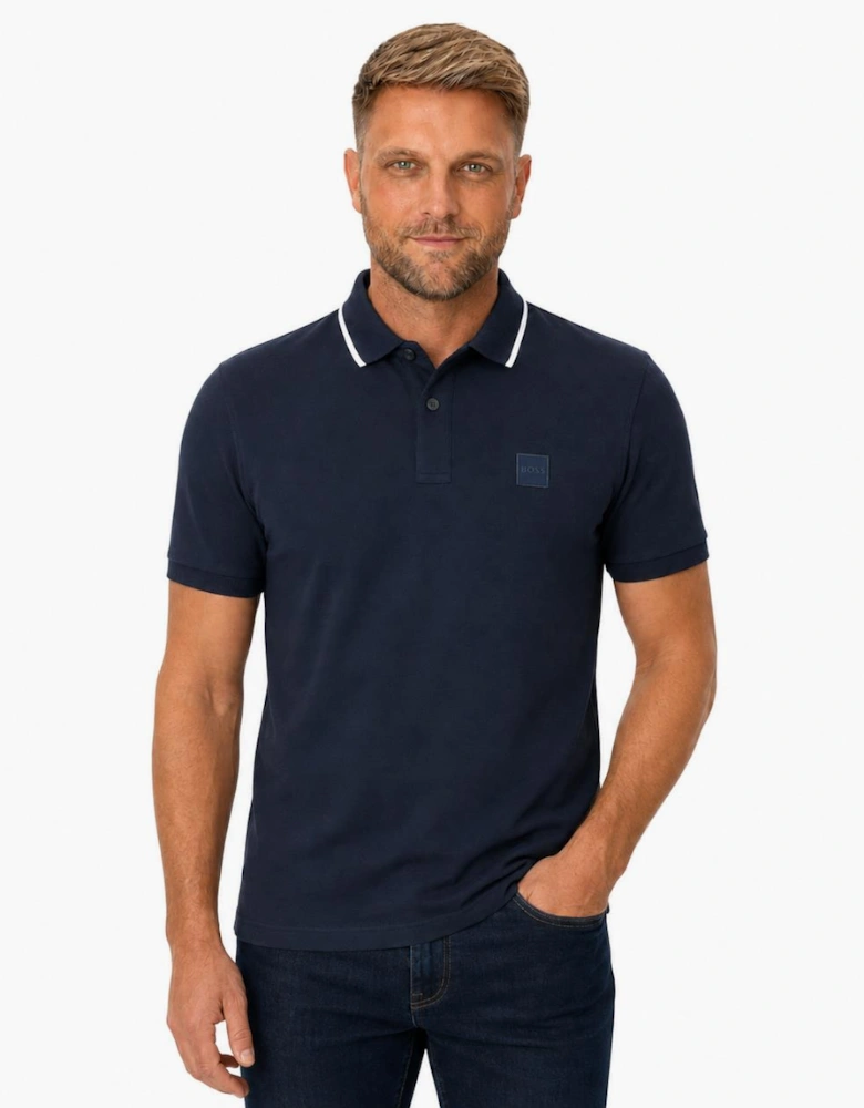 BOSS Slim Fit Passertip Polo Shirt Navy Blue/White