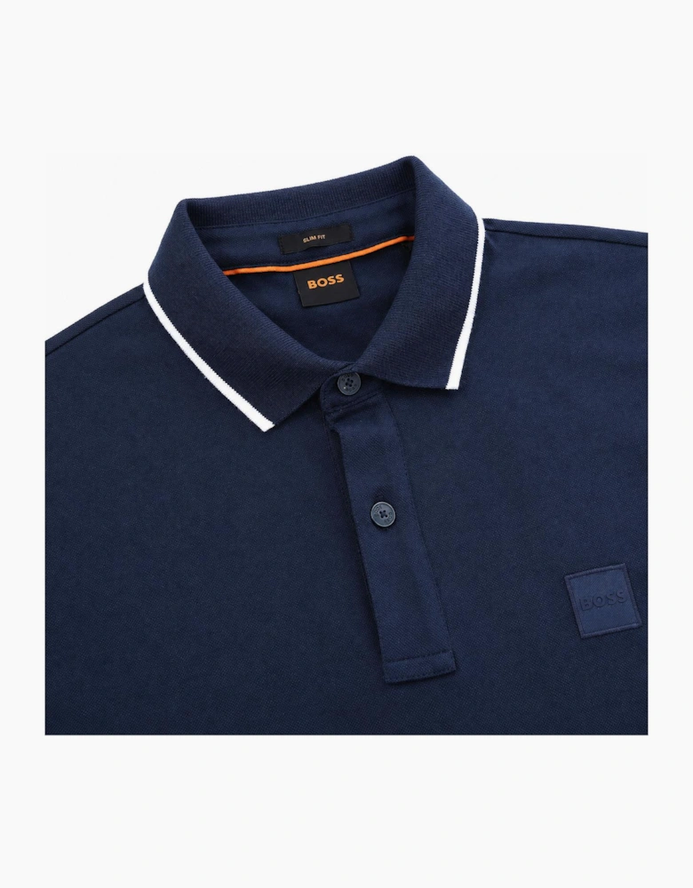 BOSS Slim Fit Passertip Polo Shirt Navy Blue/White