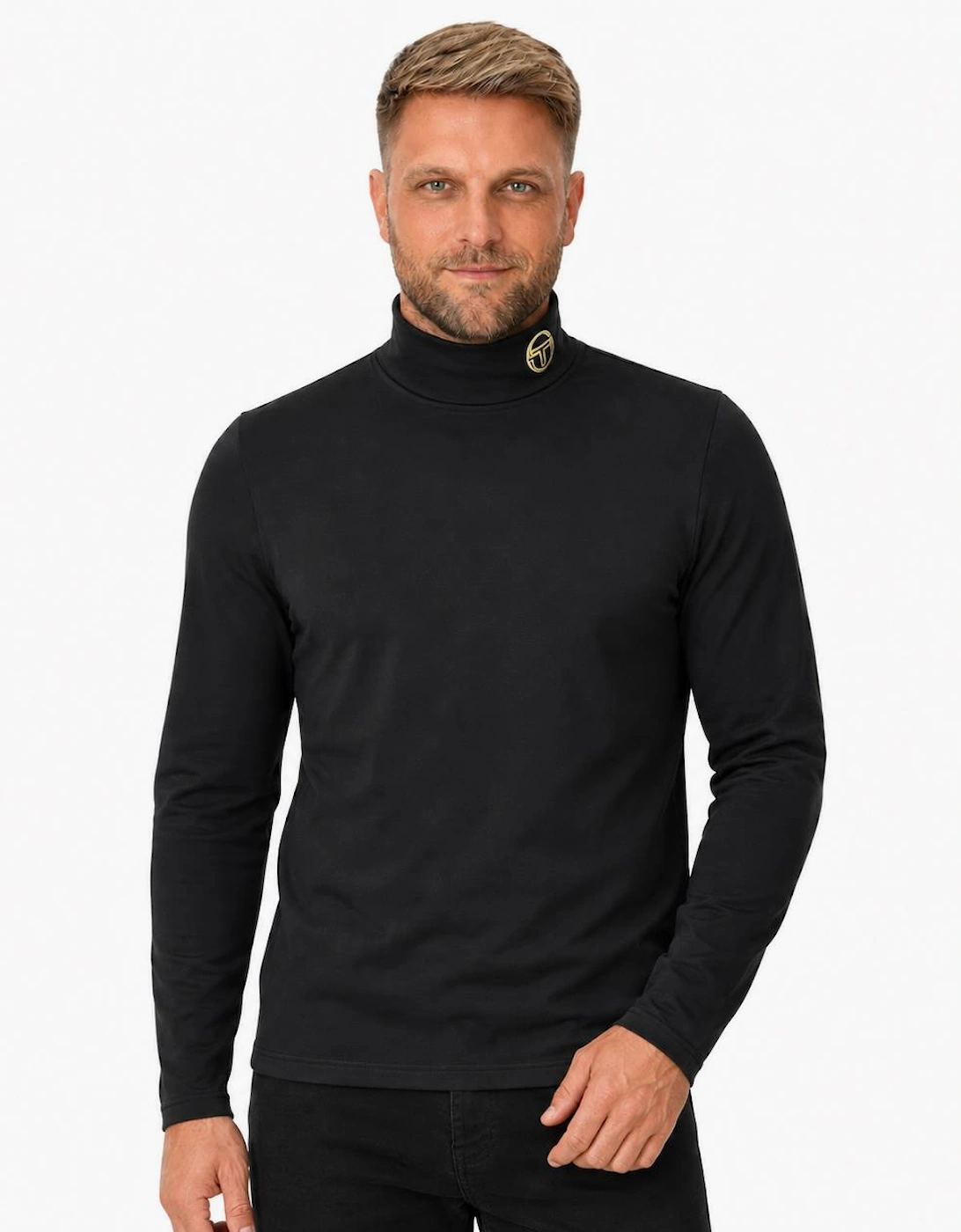 Sergio Tacchini Edward Roll Neck T-Shirt Black/Gold Lurex