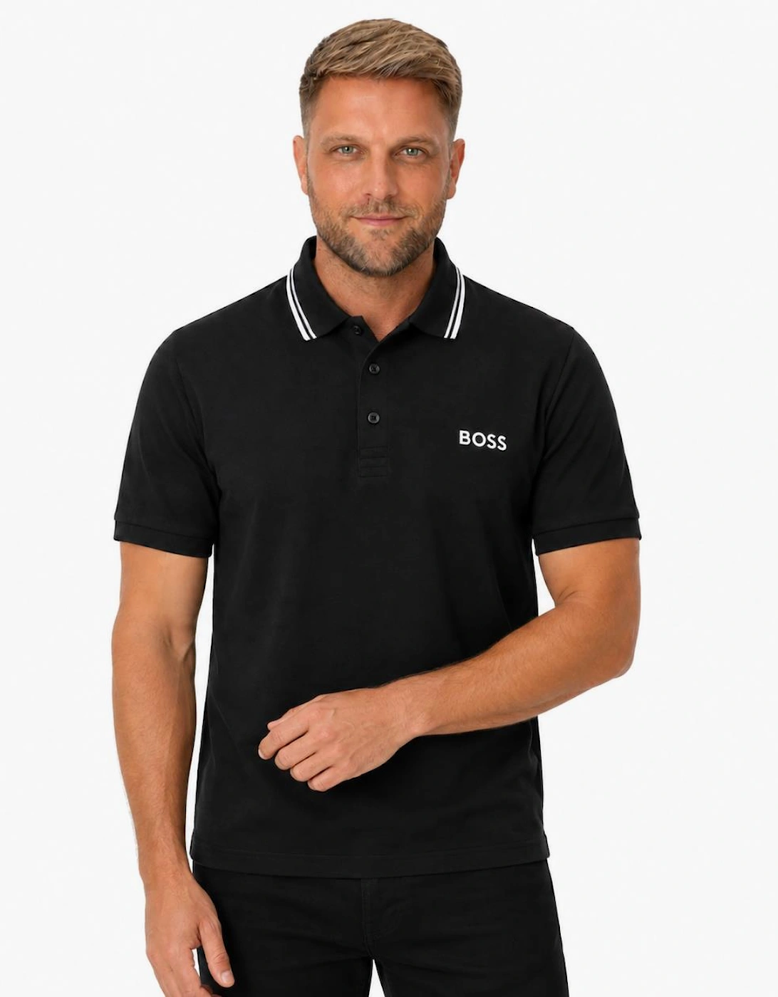 BOSS Paddy Pro Polo Shirt Black/Grey/White