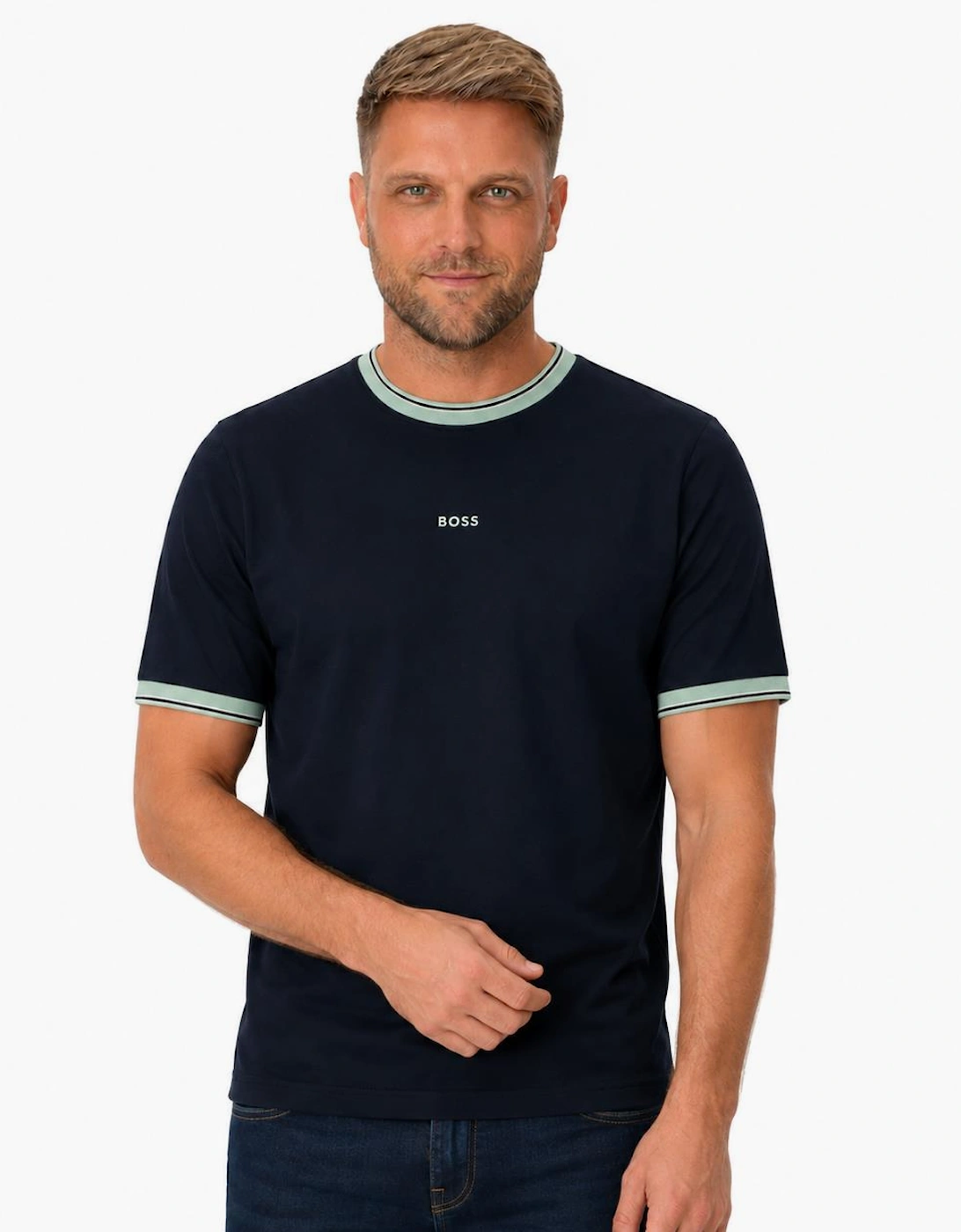 BOSS Te Blocks Tipped T-Shirt Dark Navy