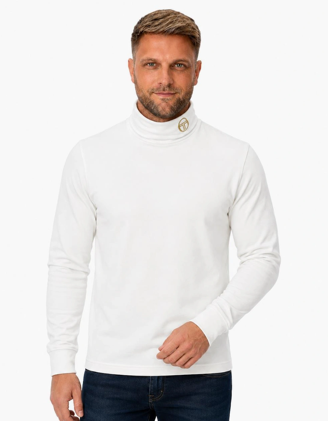 Sergio Tacchini Edward Roll Neck T-Shirt Gardenia/Gold Lurex