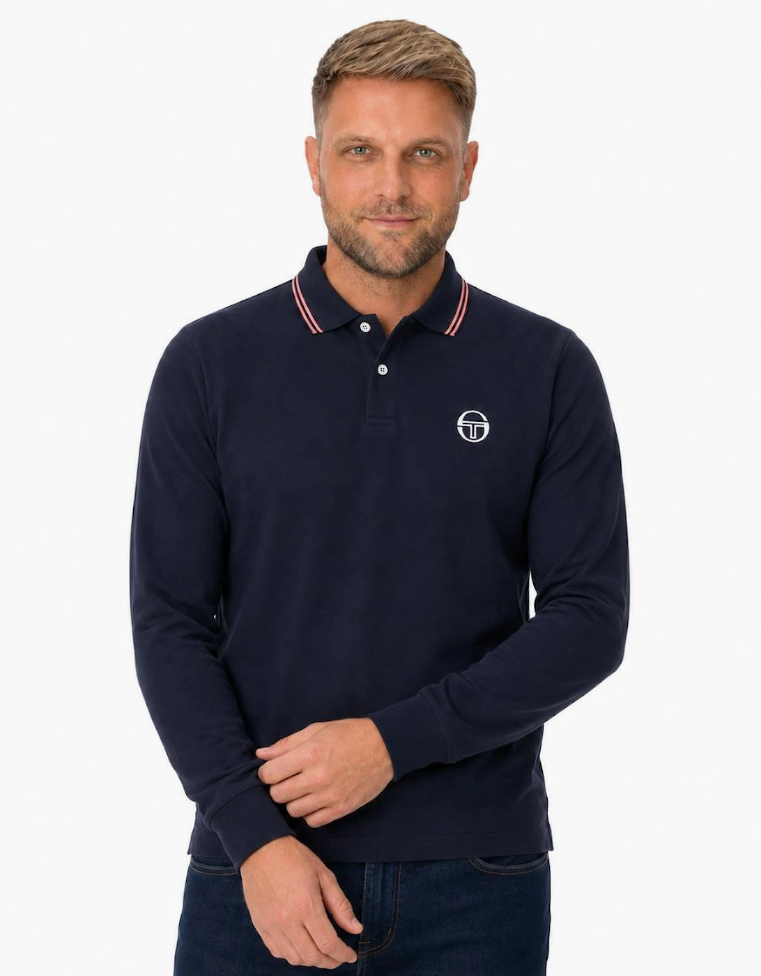 Sergio Tacchini Long Sleeve 020 Polo Shirt Maritime Blue/Light Mahogany