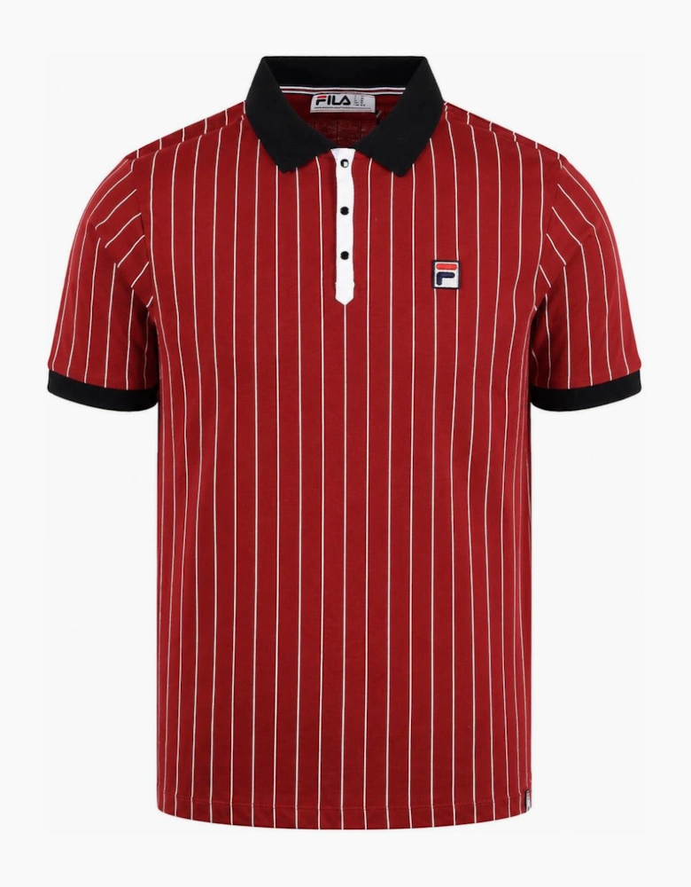 Fila BB1 Classic Striped Polo Shirt Sun Dried Tomato/Black/White