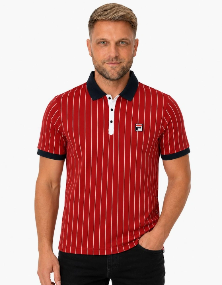 Fila BB1 Classic Striped Polo Shirt Sun Dried Tomato/Black/White