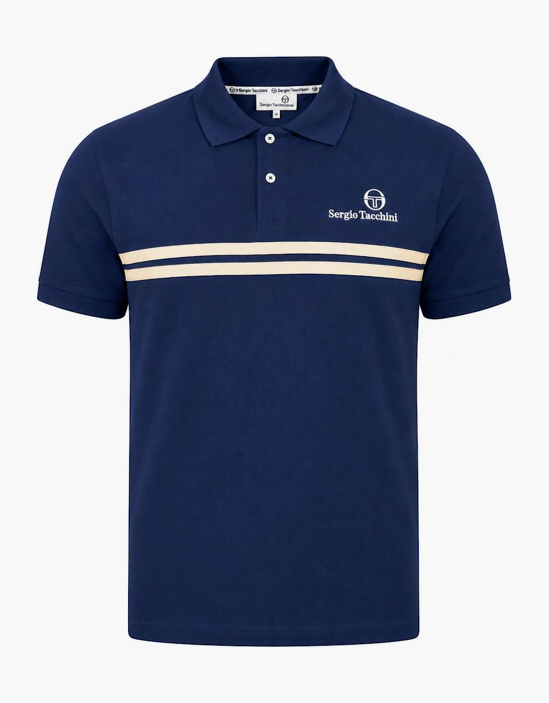 Sergio Tacchini Men's Navy New Supermac Polo Shirt Maritime Blue/Peyote - Size 44