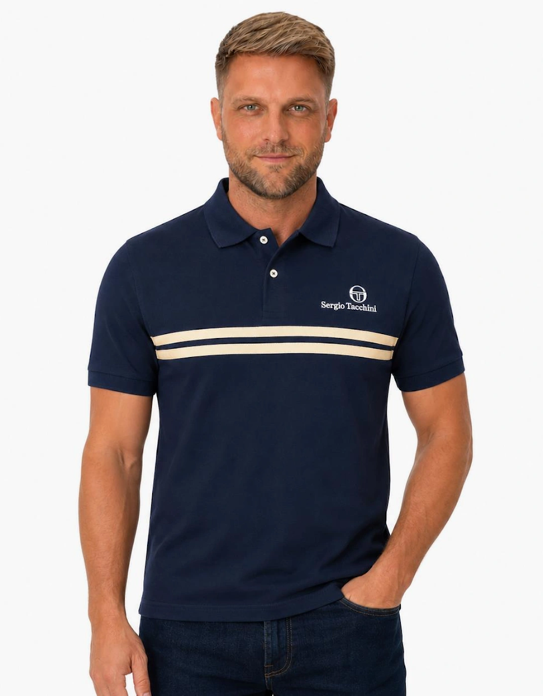 Sergio Tacchini New Supermac Polo Shirt Maritime Blue/Peyote