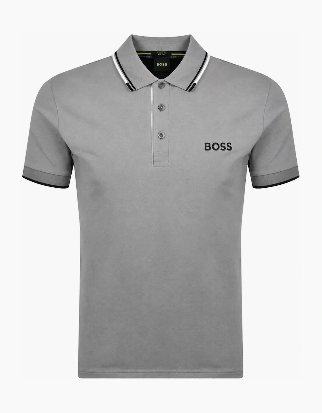 BOSS Paddy Pro Polo Shirt Medium Grey/Black/White