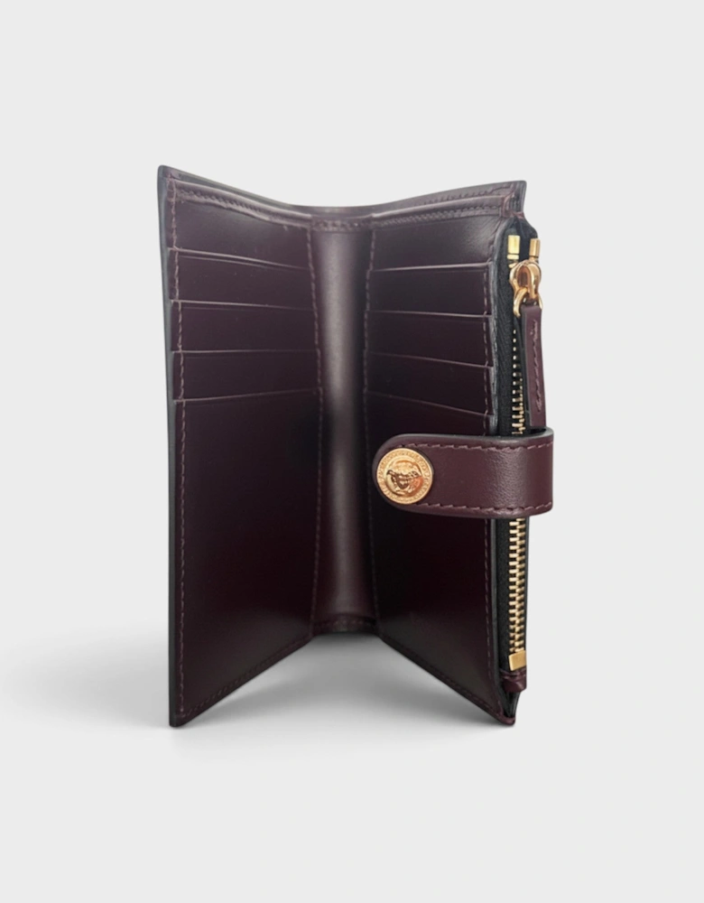 Medusa Compact Wallet Calf Leather Maroon Brown