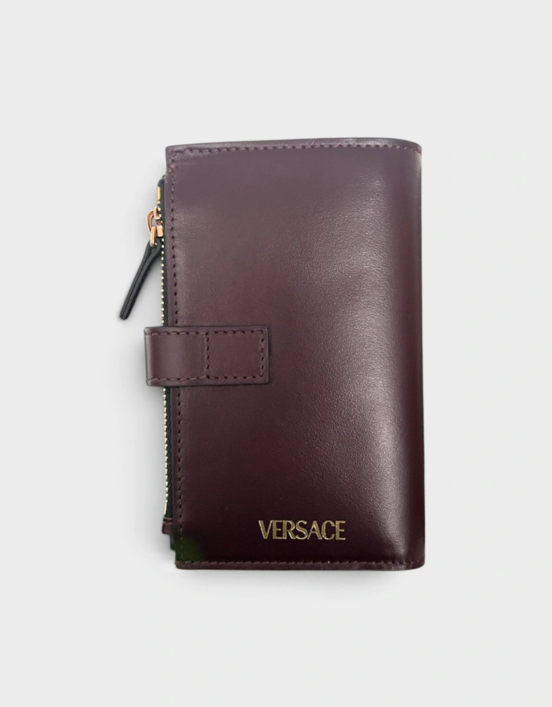 Medusa Compact Wallet Calf Leather Maroon Brown
