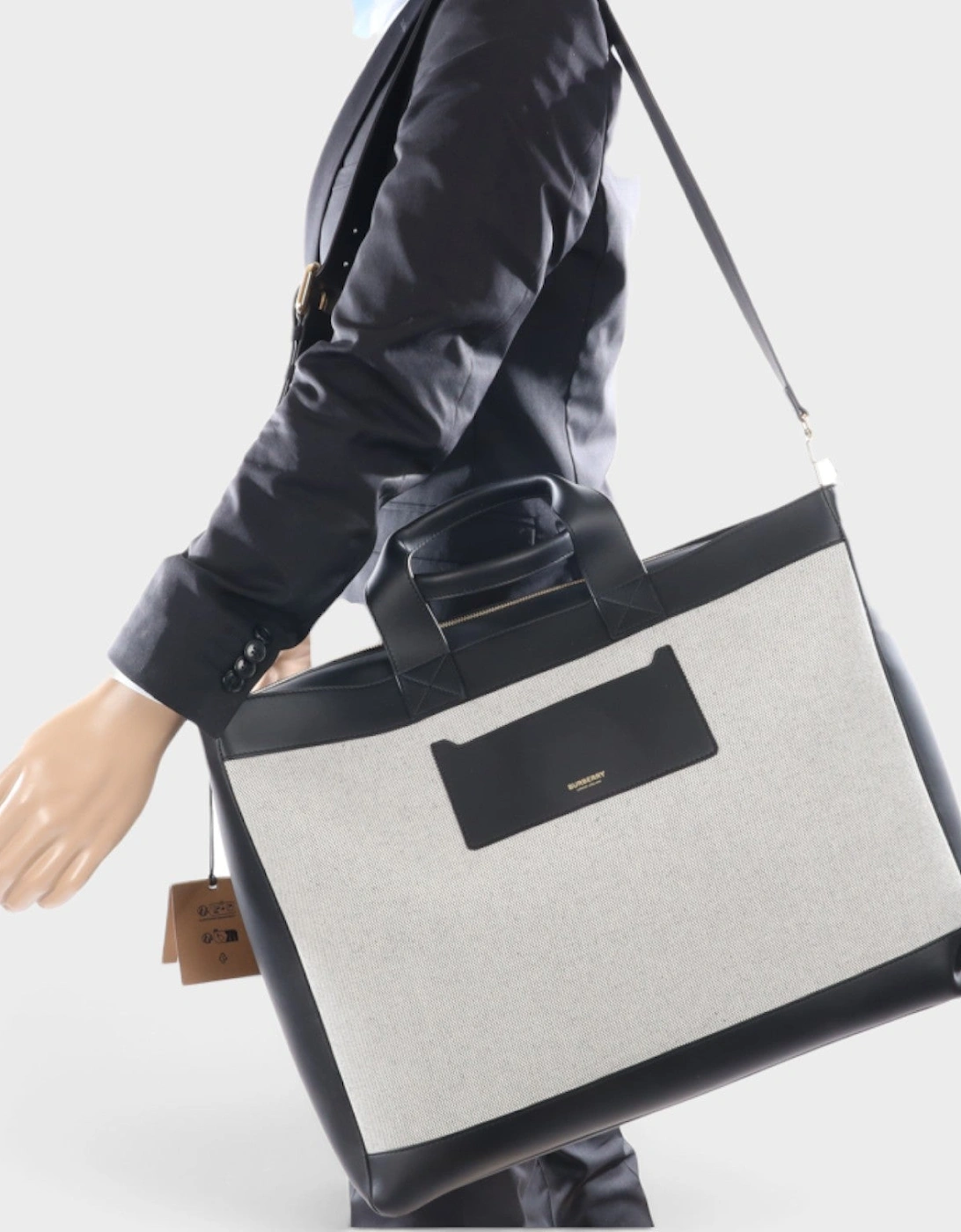 Two Way Ormond Canvas Leather Bag Beige Black